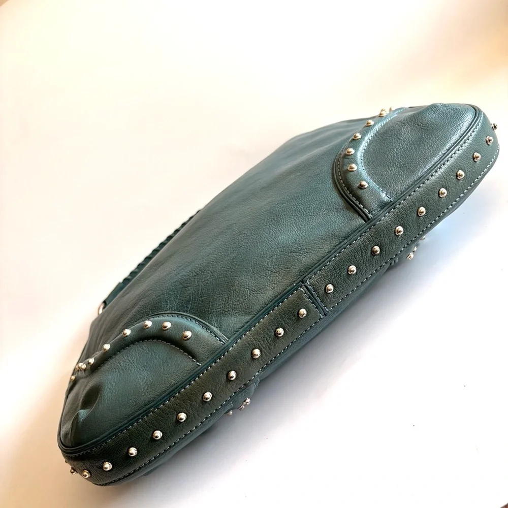 Michael Kors Teal Leather Studded Shoulder Bag